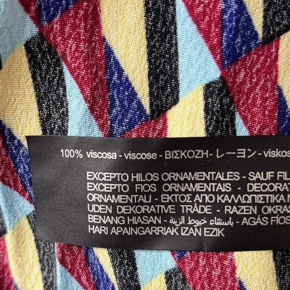 Zara Size S Sussy Shirt Dress Geo Print Maxi Bow at Neck Shift 100% Rayon NEW - Picture 13 of 14